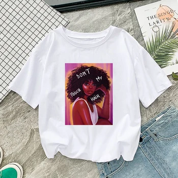 Moterų marškinėliai Moterims Kietas Melanino Juoda Mergina Spausdinti Hip-Hop, Punk T Shirt Tees Marškinėliai Femme 
