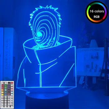 Naruto Anime Pav Uchiha Obito LED 3D Naktį Vaikas Šviesos diodų (LED) Dekoratyvinė Naktį Lempos Vaikas, Vaikai 3d Stalo Lempa Žaislai, Dovanos