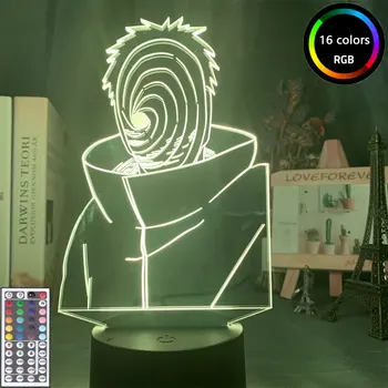 Naruto Anime Pav Uchiha Obito LED 3D Naktį Vaikas Šviesos diodų (LED) Dekoratyvinė Naktį Lempos Vaikas, Vaikai 3d Stalo Lempa Žaislai, Dovanos
