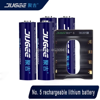 Naujas JUGEE 2000mah 1,5 v AA 3000mWh usb Li-polimero ličio AA usb baterija + 4 USB lizdo įkroviklis