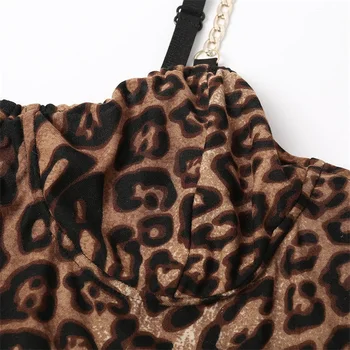 Naujas moterų sexy, leopardas spausdinimui Teddy bodysuit erotika metalo grandinės diržas apatinis trikotažas plonas vielos skyriuje nemokamai liemenėlė, diržas apatiniai