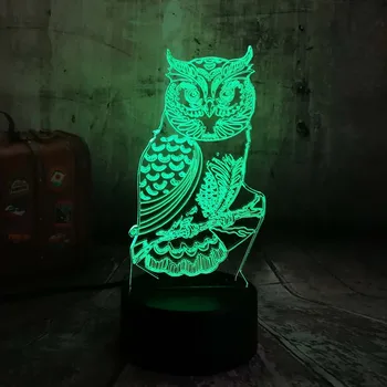 Naujiena 3D Pelėda Naktį LED Šviesos 7 Spalvų Kaita, Stalas Stalo Lempa Namų Miegamojo Puošimas Vaikų Vaikai Kūdikis Miega Kalėdos Festivalis lempos