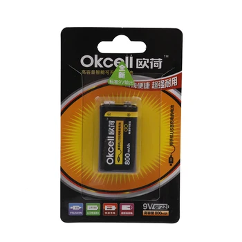OKCELL 9V daugkartinio Įkrovimo Baterija 800mAh USB Portable OKcell Micro USB Baterijas RC Sraigtasparnio Modelis Mikrofonas Bateria