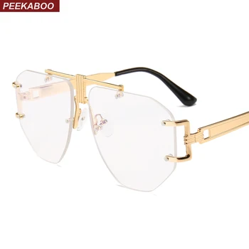 Peekaboo aukso taškus akiniai moterų markės dizaineris, skaidraus lęšio 2019 negabaritinių akiniai rėmeliai vyrų retro metalo