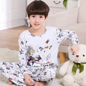 Pižama berniukams, Vaikų Pižamos komplektas Kūdikiui Vaikas ilgomis Rankovėmis Apvalios Kaklo Grynos Medvilnės namų drabužiai Tiktų vaikams Vėdinimo sleepwear