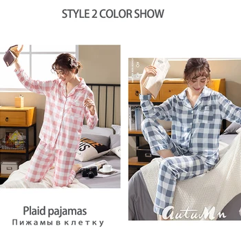 Pledas Ilgomis Rankovėmis Moterims Pajama Set Mygtuką, Viršuje+Kelnės Pižamos Polka Dot Pižama Sleepwear Homewear Kostiumas Atitikimo Miego Pižamos
