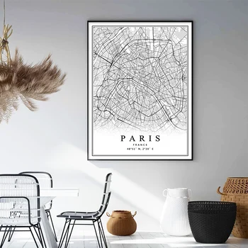 Prancūzija Miesto Žemėlapį Paryžius-Lionas Marselio Monpeljė Gražus Strasbūre Tulūza Plakatai Sienos Meno Tapybos Drobės Spausdina Interjero Dekoro