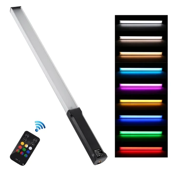 PULUZ RGB Spalvinga Nuotrauka LED Stick Reguliuojamas Spalvos Temperatūra Handheld LED Užpildyti Lemputė su Nuotolinio Valdymo(Juoda)