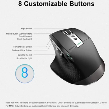 Rapoo Įkraunamos Belaidės Pelės, Lazerinės Pelės Perjungti Bluetooth 4.0/3.0&2.4 G 4 Prietaiso Prijunkite Desktop/Tablet PC/Telefono