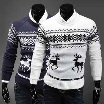 Rudenį Anglija stiliaus Megztinis Vyrams 2020 Mados Elnių megztinis Vyrų Atsitiktinis ilgomis Rankovėmis Slim Megztiniai Megztinis Vyrams Kalėdų megztiniai