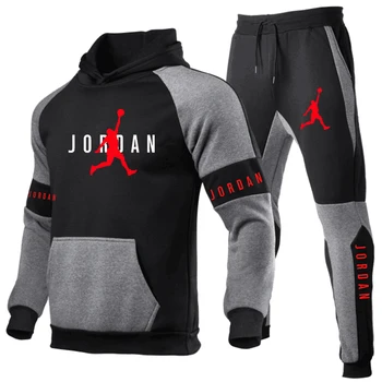 Rudenį, Žiemą Jordanija 23 Tracksuit Vyrų streetwear Dviejų dalių Komplektas Hoodie ir SweatPants Atsitiktinis rinkiniai, Sportiniai, Bėgiojimo Fitneso 2020 m.
