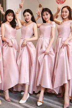 Saldus Atminties Nėrinių Satino Bridesmaid Suknelę 2019 Nauji Ilgi Bridesmaid Dresses Sesuo Metinės Šalis Suknelė A2365