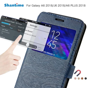 Samsung Galaxy J6 2018 Flip Book Case For Samsung Galaxy A6 2018 Odinis Telefono Dėklas Peržiūrėti Langų Minkštos Tpu Silikoninis Galinio Dangtelio