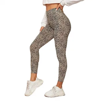 Seksualus Leopardas Spausdinti Antblauzdžiai Aukšto Juosmens Atsitiktinis Fitneso Veikia Slim Fit Antblauzdžiai Sporto Kelnės