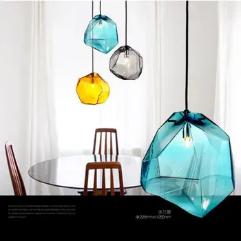 Skandinavijos dizaino pakabukas lempa, Baras, Restoranas, Virtuvės stiklo kamuolys lempos dūmų Stiklo diamond Umbra geometrinis pakabukas šviesos