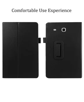 Skirtuko E 9.6 Colių Litchi Grūdų PU Odos Stovėti Flip Cover Case For Samsung Galaxy Tab E 9.6