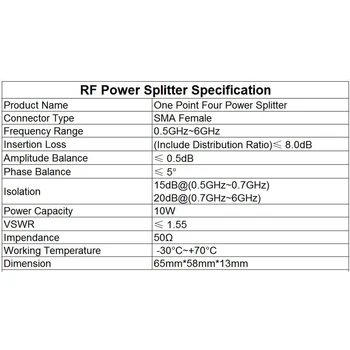 SMA Microstrip Power Splitter Vieną Tašką Keturių 0.5 GHZ-6GHz SMA RF Combiner WIFI 10W RF Power Splitter
