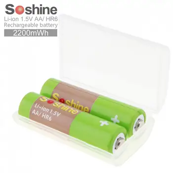 Soshine 2vnt 2200mAh HR6 Li-ion 1,5 V Įkraunamą AA Bateriją, su Nešiojama Baterija Langelį Žaidimas Rankena Žadintuvas Žaislas