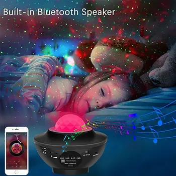 Spalvinga Žvaigždėtas Dangaus Projektorius Naktį Blueteeth USB Balso Valdyti Muzikos Grotuvą Vaikas Naktį Šviesos Romantiška Galaxy Projektoriaus Lempa