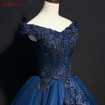 Tamsiai Mėlyna Kamuolys Suknelė Princesė Quinceanera Suknelės, Puošnios Mergaičių Maskuotis Saldus 16 Suknelės Kamuolys Chalatai vestidos de anos 15