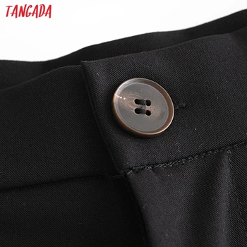 Tangada mados moterų aukšto juosmens juoda ilgai kostiumas kelnės kelnės kišenės mygtukai office lady kelnės pantalon QN43