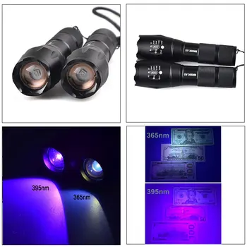 Topcom 3W Zoomable UV 365nm 395nm LED UV Žibintuvėlis Naujos Karinės Klasės Taktinis Ultravioletinių spindulių Žibintuvėlis Žibintų 18650 Fakelas