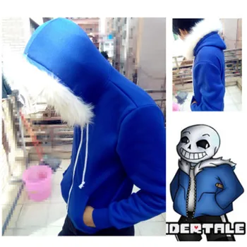 Undertale sans blue coat cosplay kostiumas striukė Unisex hoodie palaidinės vyras užtrauktukas hoodies viršuje palaidinukė žiemos striukė Kailis