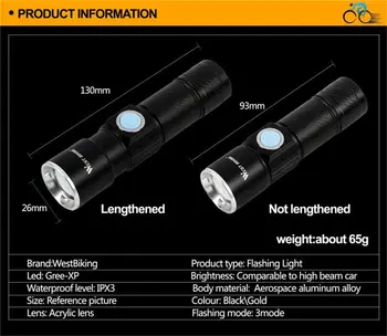VAKARŲ DVIRAČIŲ Nuoma, Šviesos, Itin Ryškus Zoomable 240 Liumenų Q5 200M USB Įkrovimo Dviračių Šviesos Dviračių Priekiniai LED Žibintai Lempa