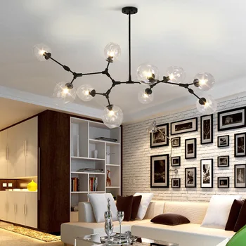 Šiaurės postmodernaus LED medžio šaką molekulinė lempos pakabukas lempa, Patalpų kambarį restoranas magic bean stiklo pakabukas šviesos