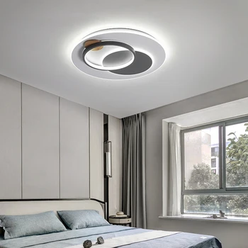 Šiuolaikinių LED Apvalus Lubų Šviesos, su Nuotolinio Juoda Pilka Žiedas Liustra Apšvietimo, šviesos srautą galima reguliuoti Medienos Lempos, Miegamojo Kambarį Palėpėje