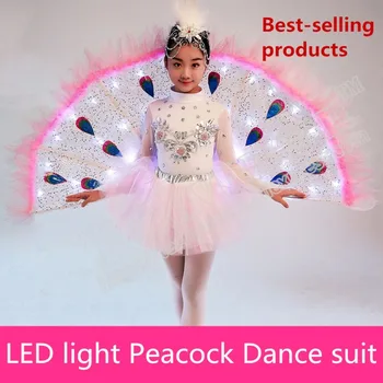 Žėrintis povas šokiai Vaikų drabužiai Kostiumas Kinų stiliaus Darželio atlikti Geros kokybės drabužius LED šviesos Blizgesį šalis