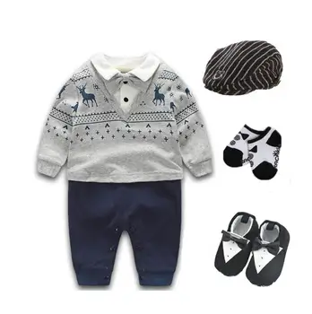0-3m kūdikių berniukų drabužiai šalis gimtadienio dovana bodysuit+hat+kojinės+batai 3 6 9 12 m kūdikių medvilnės džemperis playsuit dušo dovana