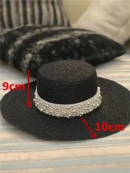 01907-shi vasaros rankų darbo šiaudų perlų ponia fedoras bžūp moterų laisvalaikio panama džiazo skrybėlę
