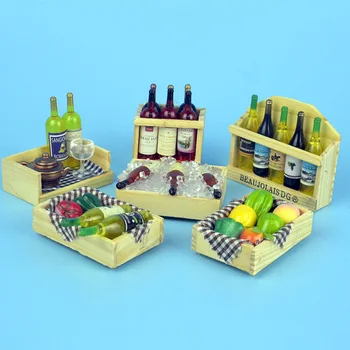 1:12 miniatiūriniai lėlių 9 stiliaus Mini vyno butelių, vaisių Dėžutė saldainių, maisto žaislas atitinka miško gyvūnų šeimos kolekcines Dovana