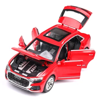1:24 Lydinio Atsitraukti Automobilio Modelį Diecast Metal Žaislinės Transporto Priemonės Q8 Garso, Šviesos, Automobilio Duris Atidaryti, Vaikų Gimtadienio, Kalėdų Dovanos, Žaislai