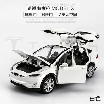 1:32 Lydinio Automobilio Modelį Tesla MODELIS MDLX90 Metalo Diecast Žaislinės Transporto priemonės Automobilius, Traukti Atgal, Šviesos, Muzikos, Skirti Berniukui Dovana Geros Kokybės