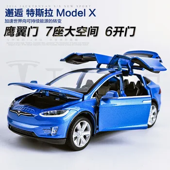 1:32 Lydinio Automobilio Modelį Tesla MODELIS MDLX90 Metalo Diecast Žaislinės Transporto priemonės Automobilius, Traukti Atgal, Šviesos, Muzikos, Skirti Berniukui Dovana Geros Kokybės