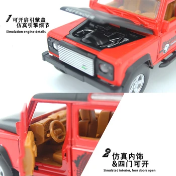 1:32 Modeliavimas Lydinio Žaislas Automobilis Diecast Land Rover Defender Traukti Atgal SUV Automobilio Modelio, Vaikų Žaislai, Off-road Transporto priemonių Vaikams, Žaislų, Dovanų