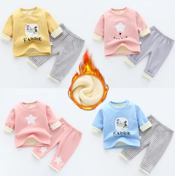 1-4T Kids Pižama kūdikių Mergaitės Berniukai medvilnės Sleepwear Tirštėti šiltas naktiniai drabužiai kūdikiams, vaikiški Drabužiai Pajama komplektai