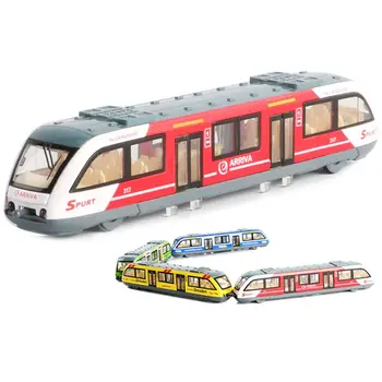1:64 Magnetinio Traukti Atgal Lydinio Prijungtas Metro Metro Bėgių Kelio Traukinio Lydinio Modelis Žaislai Garso Ir Šviesos Automobilių Surinkimo
