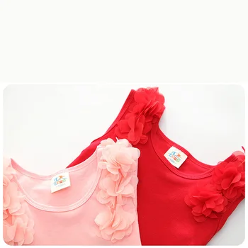 1-7year Mergaitės Vasaros Šifono pečių diržo dizainas vientisos Spalvos Berankovė Suknelė Kūdikių Mielas Suknelė