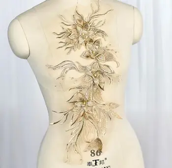 1 Gabalas 46*22cm Prabanga Siuvinėjimo 3D Nėrinių Aplikacijos Audinys Gėlių Venise Prabangių Nėrinių Apykaklės Iškirpte Siuvimo Reikmenys Amatai
