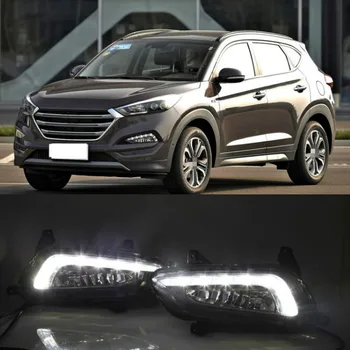 1 Pora Baltų Led Drl Už Hyundai Tucson 2016 2017 2018 Dieniniai Žibintai Dienos šviesos 12V Abs Rūko Žibintas Padengti Automobilio Stiliaus