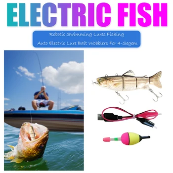 1 Set 13cm Žvejybos Masalas Multi Sujungta Masalas 4 Segmentų Auto Elektros Wobblers Swimbait USB Įkrovimo Žvejybos įrankiai, Reikmenys