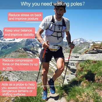 1 VNT Nordic Walking Lenkai Reguliuojamas Trekas Polių Teleskopinis Skandinavijos Vaikščiojimo Lazdą Stabdžių Smūgio Lazdos
