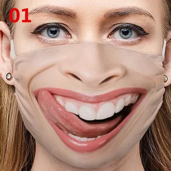 1 VNT Suaugusiųjų Kaukė, 3D Spausdinimas Didelė Burna Modelis Šypsena Anti-dulkių Skalbti Daugkartinių Kvėpuojantis Kaukę, Veidą, Burnos Kaukę KD2.5 Vėjo