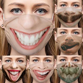 1 VNT Suaugusiųjų Kaukė, 3D Spausdinimas Didelė Burna Modelis Šypsena Anti-dulkių Skalbti Daugkartinių Kvėpuojantis Kaukę, Veidą, Burnos Kaukę KD2.5 Vėjo