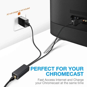 10/100 Mbps USB Ethernet Adapter Chromecast Micro USB2.0 RJ45 Gaisro TV/ 