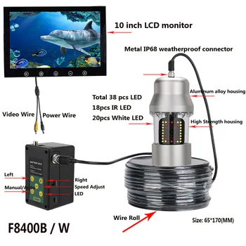 10 Colių 50m Povandeninės Žūklės Vaizdo Kamera Žuvų Ieškiklis IP68 Vandeniui 38 šviesos Diodai 360 Laipsnių Besisukanti Kamera 20m 100m