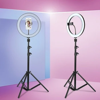 10 colių Pritemdomi LED Selfie Šviesos Žiedas Su Sulankstomas Trikojis Reguliuojamas Telefono Įrašą Makiažo Studijoje Live Video, Fotografijos Lempa